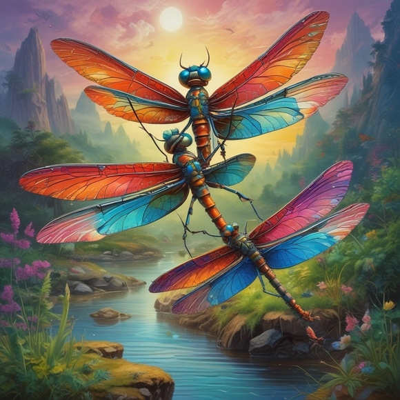 Colorful Dragonfly Art Print - Picture 1 of 1